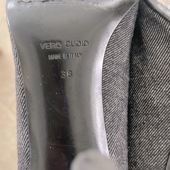 Dolce Gabbana womens size EU38 US8 heels jean fabric brown leather like new - Picture 9 of 9